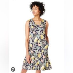 JJill flounced-hem double v-neck knit dress